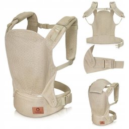 Marsupiu Bebe Lionelo Margareet Air Ergonomic 3 Pozitii de Purtare Material Respirabil 3D Air Mesh 4 Luni+ Maxim 20KG Catarama Dubla de Siguranta Bej