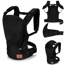 Marsupiu Bebe Lionelo Margareet Air Ergonomic 3 Pozitii de Purtare Material Respirabil 3D Air Mesh 4 Luni+ Maxim 20KG Catarama Dubla de Siguranta Negru