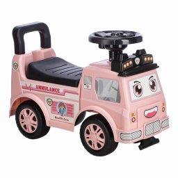 Masina Ride-on Free2Move 86427 Ambulanta cu Lumini si Sunete Spatiu de Depozitare 19-36 Luni Roz