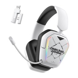 Casti Gaming Onikuma BGT883 Bluetooth 5.4 Autonomie 20 Ore Microfon Iluminare RGB Incarcare USB-C Alb