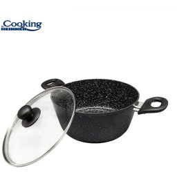 Semioala Aluminiu Forjat Heinner Onix cu Capac 24x10cm 3.8l Negru