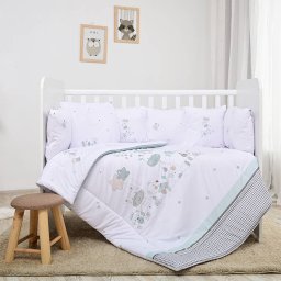 Set Lenjerie 7 Piese Lorelli Lily Bumbac Ranforce pentru Paturi 60 x120cm Giraffe Multicolor
