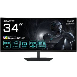 Monitor Gigabyte G34WQC2 34inch WQHD Gaming 200Hz VA-Panel Freesync Premium Negru