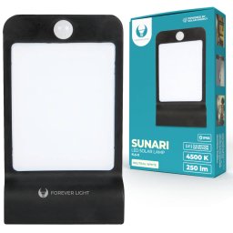 Lampa LED de Exterior Forever Light SUNARI FLS-11 Senzor de Miscare PIR Incarcare Solara 4500K 5W Negru/Alb