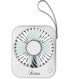 Mini-Ventilator de Masa Ardes AR5F03BT Portabil cu Baterie si Priza USB Maner din Piele Ecologica Diametru 10cm Alb