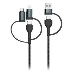 Cablu 5-in-1 V-Tac Tip C MicroUSB - USB - Lightning 1.2m Negru