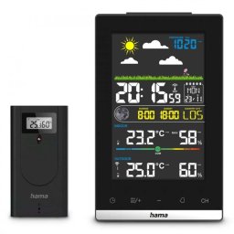 Statie Meteo Hama Jamaica Ceas DCF cu Alarma Senzor Exterior Negru