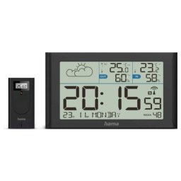 Statie Meteo Hama Sylt cu Senzor Exterior Ceas DCF Alarma Negru