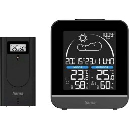 Statie Meteo Hama La Gomera cu Senzor Exterior Ceas DCF Alarma Negru