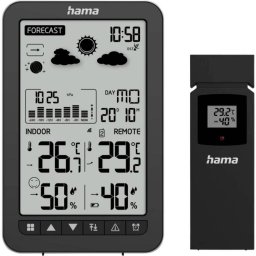 Statie Meteo Hama Ko Samui cu Senzor Exterior Ceas DCF Negru