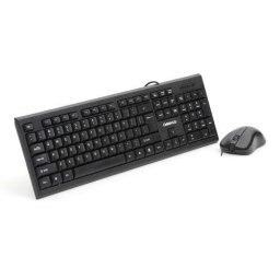 Kit Mouse cu Fir si Tastatura Omega OKM09B USB Optic Ergonomic 104 Taste Impermeabil 1200dpi Negru