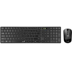 Kit tastatura si mouse Genius Wireless Tastatura Wireless 104 Taste (Multimedia) + Mouse Wireless 1200DPI 3 Butoane BT5.3 + 2.4G USB Negru