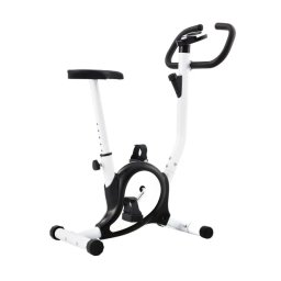 Bicicleta Fitness Procart Scaun Reglabil pe Inaltime Monitor LCD Timp Viteza Distanta Calorii Ghidon Ergonomic Maxim 100kg Alb/Negru