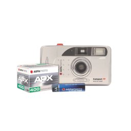 Aparat Foto Analogic AgfaPhoto Compact Set cu Film APX400 si Baterie Argintiu