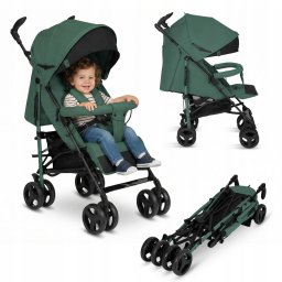 Carucior Sport Compact Lionelo LO-IRMA_GREEN_EMERALD Irma Spatar Ajustabil in 4 Pozitii Suport Picioare Reglabil Manere Rotative Pliere Tip Umbrela 6- 36luni Pana la 15kg Verde