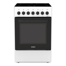 Aragaz Full Electric Samus SM568VME Plita Vitroceramica cu 4 Zone de Gatit Cuptor 60L cu 7 Functii Grill Control Mecanic Clasa A 50CM Alb
