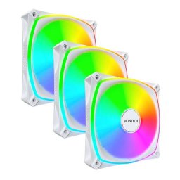 Ventilator Montech RX120 PRO PWM Reverse ARGB 3Pack 120mm Alb
