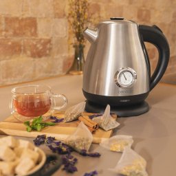 Fierbator Cecotec Thermosense 620 Retro Steel, kettle stainless steel/black, 2,200 watts, 1.7 liters