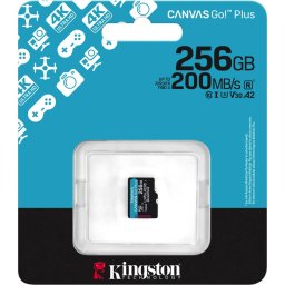 Card Kingston Canvas Go! Plus 256 GB microSDXC memory card, black, UHS-I U3, Class 10, V30, A2
