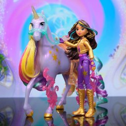Spin Spinmaster Master Unicorn Academy - Sophia and Unicorn Wildstar, action figure with real mane and tail and brush