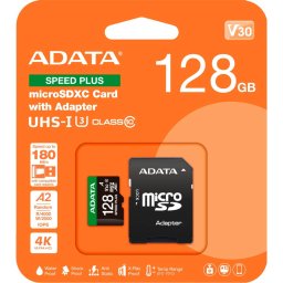 Card ADATA SPEED PLUS microSDXC 128 GB, memory card UHS-I U3, Class 10, V30, A2