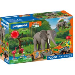 Set de Constructie PLAYMOBIL Animale si prieteni Elefant cu ingrijitor 43 piese +4 ani