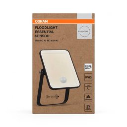 Proiector LED Osram 000004099854429897 Essential Senzor de Miscare si Lumina 10W 220-240V 900lm Lumina Neutra(4000K) IP65 13.2x3.3x8.3cm Aluminiu Negru