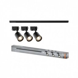 Sistem Complet Lustra Osram 000004099854600012 Elemental cu 3 Proiectoare cu Soclu GU10 1 Sina Monofazata de 1m Negru