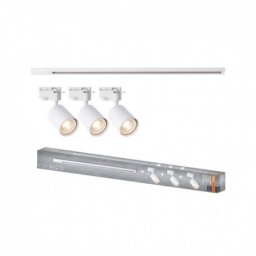 Sistem Complet Lustra Osram 000004099854599996 Elemental cu 3 Proiectoare cu Soclu GU10 1 Sina Monofazata de 1m Alb