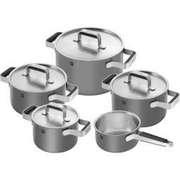 Set de Gatit Zwilling Pure Cookware Otel Inoxidabil 18/10 9 Piese Gri