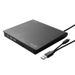 CD/DVD Recorder Savio AK-59 External Slim R/RW USB-C/USB-A Negru