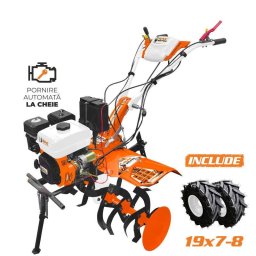 Motosapa Ruris DAC 185 Pro 8.5CP + Roti Cauciuc 19x7-8 Portocaliu