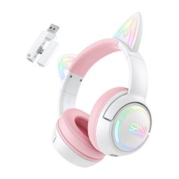 Casti Gaming Onikuma GT838 Wi-Fi 2.4Ghz / BT / USB-C Iluminare RGB Roz