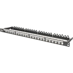 Digitus Modular High Density Patch Panel, 24-Port, Rack Mount (black, 0.5 U, for Keystone Modules, with Labeling Field)