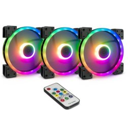 Set 3 Ventilatoare Inter-Tech RS-14 140mm Iluminare ARGB