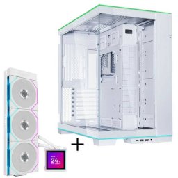 Carcasa Lian Li O11 Dynamic EVO RGB Bundle + HydroShift II LCD-S 360TL AiO Alb