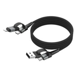 Cablu Magnetic Ansmann 4-in-1 USB-A / USB-C / Lightning 1.2m Negru