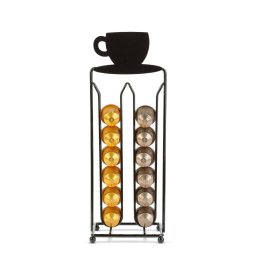 Suport Capsule Cafea Bewello Nespresso 28 Capsule Metal Organizator Vertical pentru Espressor Negru Mat