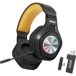 Casti Gaming Marvo HG9084W Pulz Wireless 80W Bluetooth Iluminare RGB Negru