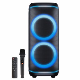 Boxa Portabila Denver BPS-470 Iluminare LED Microfon si Telecomanda Putere RMS 200W IPX4 Negru