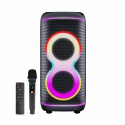 Boxa Portabila Denver BPS-370 Iluminare LED Microfon si Telecomanda Incluse Putere RMS 100W IPX4 Negru