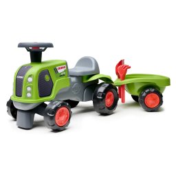 Tractoras pentru Copii Falk Claas Arion cu Remorca Set de Nisip 95x31x36CM Varsta 1 An+ Verde/Gri