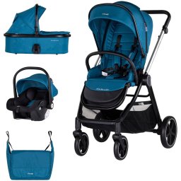Carucior Chipolino Marbella 3 in 1 Varsta 0 - 4 Ani Maxim 22KG Albastru