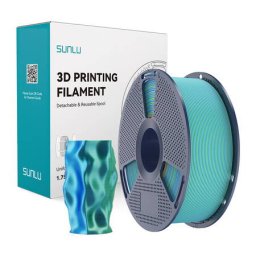 Filament 3D Sunlu PLA+ Silk 1.23g/cmp in Doua Culori Albastru si Verde