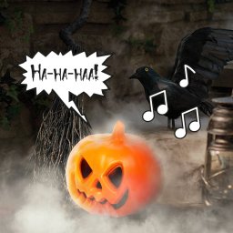 Lampa Decorativa Family 58111 Dovleac Halloween cu LED si Sunet cu Senzor Atingere Efect Ras 20CM Portocaliu