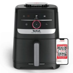Friteuza cu Aer Cald Tefal Easy Fry Silence EY5728E1 Capacitate 5L 11 Programe Presetate Gatire Silentioasa Functie Smart Assist Display LCD 1670W Negru