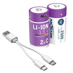 Baterii Li-Ion Ansmann 2 x C 2500mAh 1.5V USB-C Mov