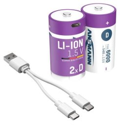 Baterii Li-Ion Ansmann 2 x D 6000mAh 1.5V USB-C Mov