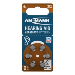 Baterii Ansmann Zinc-Air Aparate Auditive Tip 312/PR41 1.4V 6 Bucati Argintiu