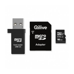 Card Qilive microSDHC 16Gb Clasa 10 Cu Cititor Card si Adaptor EKMSDM16GHC10QL